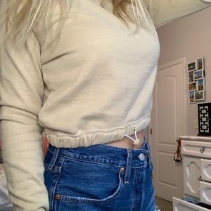 Tan hollister cropped crew neck